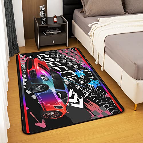 Race Car Area Rug 100x150cm Speed Sports Car Living Room Rugs For Bedroom Home Decor Extreme Sports Carpet Ultra Soft Non-Slip Indoor Floor Mat - Image 4