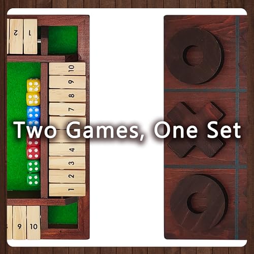 Juego de mesa clásico Tic Tac Toe y Shut The Box de madera miniatura 4
