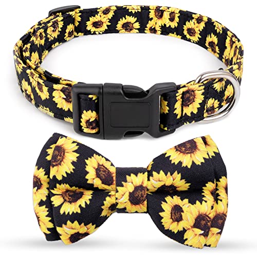 Sunflower Dog Collar 7 Compernee Fancy Sun Flower Printed Bowtie Dog Collar, Heavy Duty ...