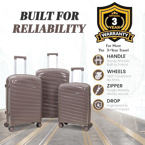 Image of Sarjah Polypropylene Suitcase Trolley Bag | 360 Disc Spinner Wheels | TSA-Type Lock, 360 Dual Spinner Wheels, Aviation-Grade Telescopic Handle, Matte-Gloss Finish