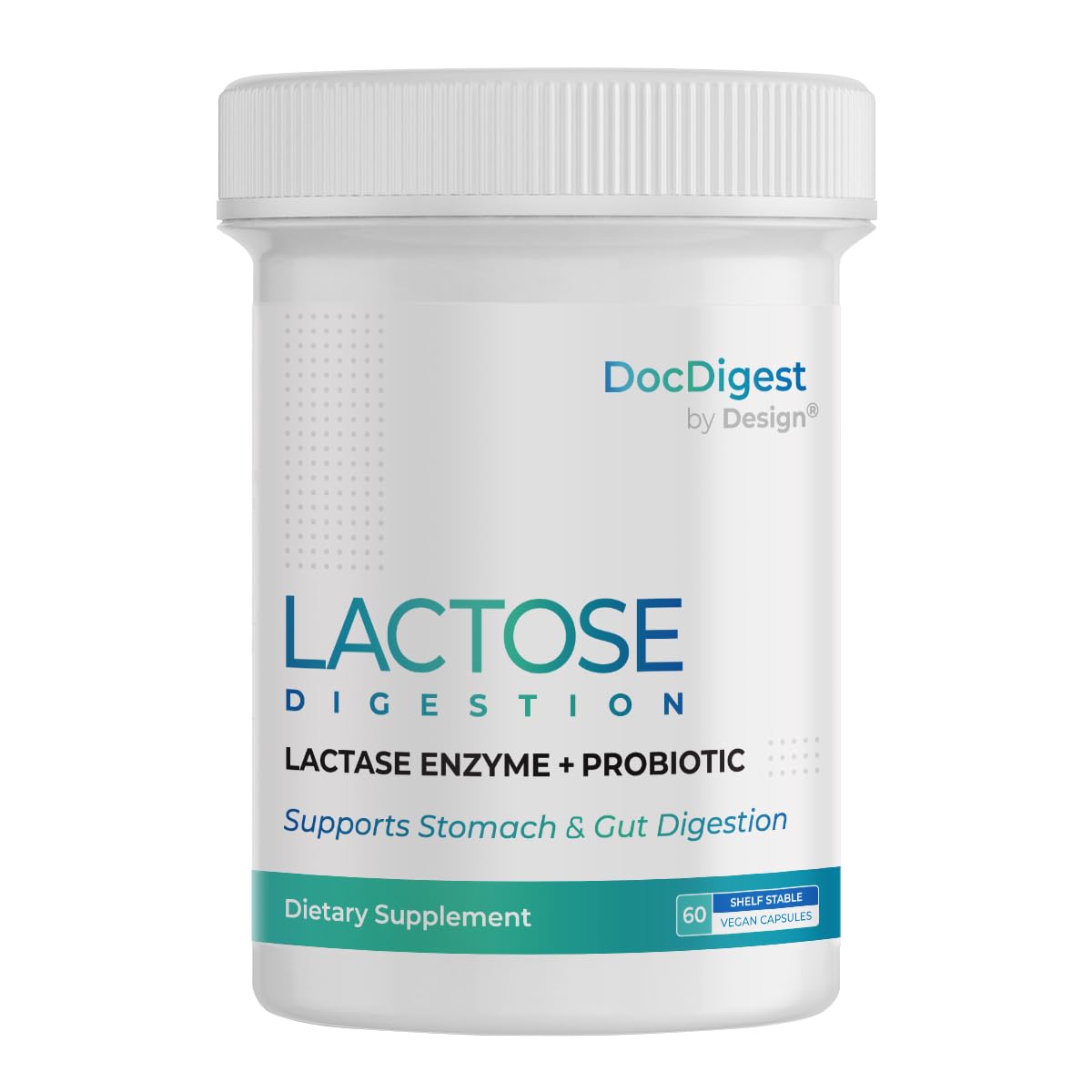 DocDigest by Design Lactase Enzyme + Probiotic – Dual-Action Dairy Digestion & Gut Support – 9,000 ALU Lactase, 4 Billion CFU – for Lactose Intolerance – Vegan, Non-GMO, 60 Capsules