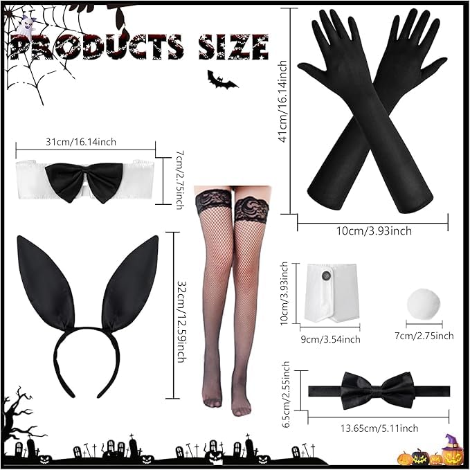 9Pcs Black Bunny Costume Set Women - Image 4