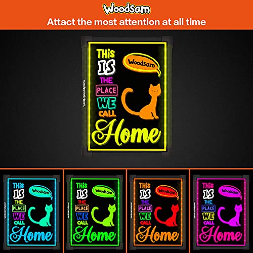 Woodsam Led Drawing Painting Board - 24" X 16" Erasable Non Porous Glass Surface With 8 Fluorescent Window Markers-Best For Chalkboard Blackboard Whiteboard Bulletin/Letter/Spelling/Display/Menu Board #TOP5