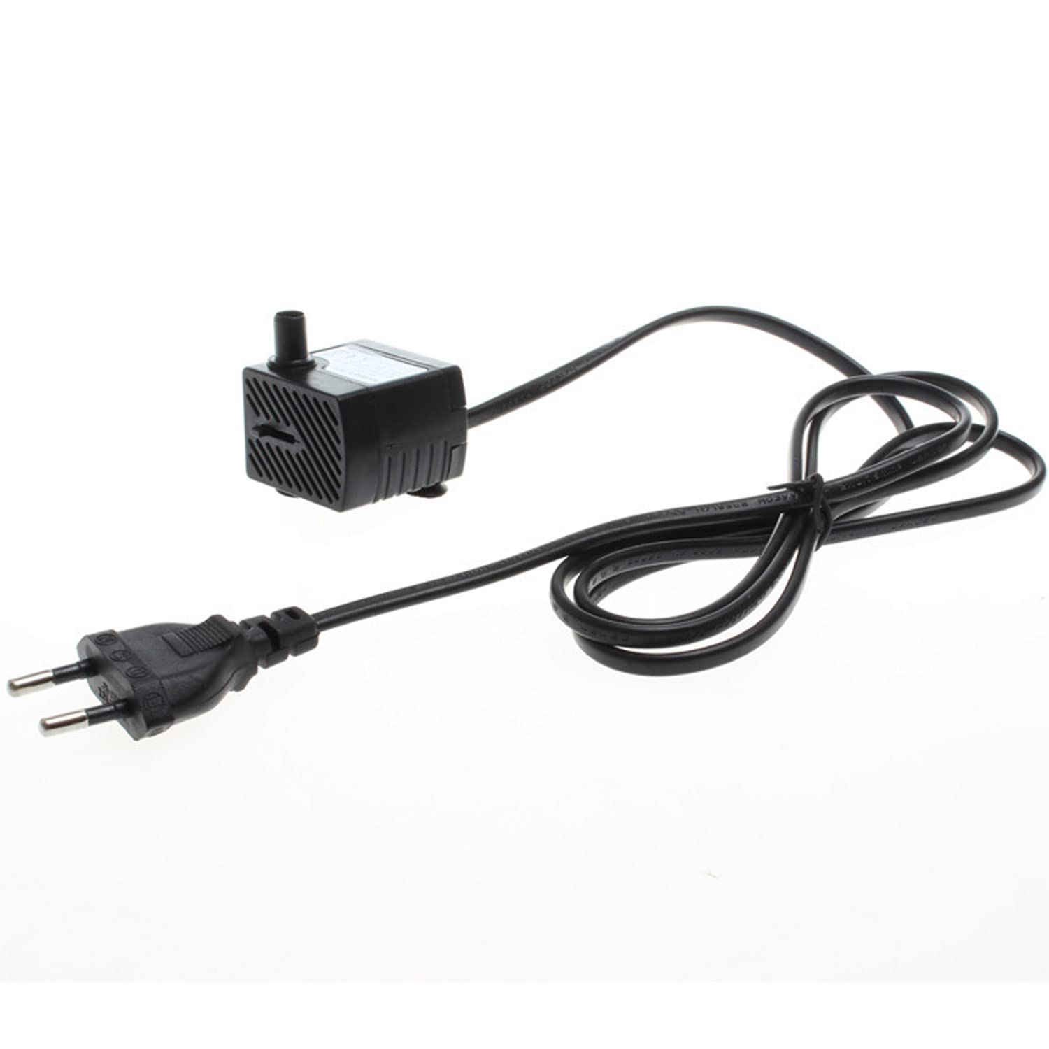 CAM2 Mini pompe à eau, ultra silencieuse pour aquarium avec câble d'alimentation de 1,5 m, 350 L/H, 5 W, petite pompe submersible, pompe à fontaine, 2 buses pour aquarium, étang, jardin, fontaine