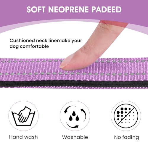 Image of Reflective Dog Collar, Adjustable Nylon for Large Dogs,Lavender
