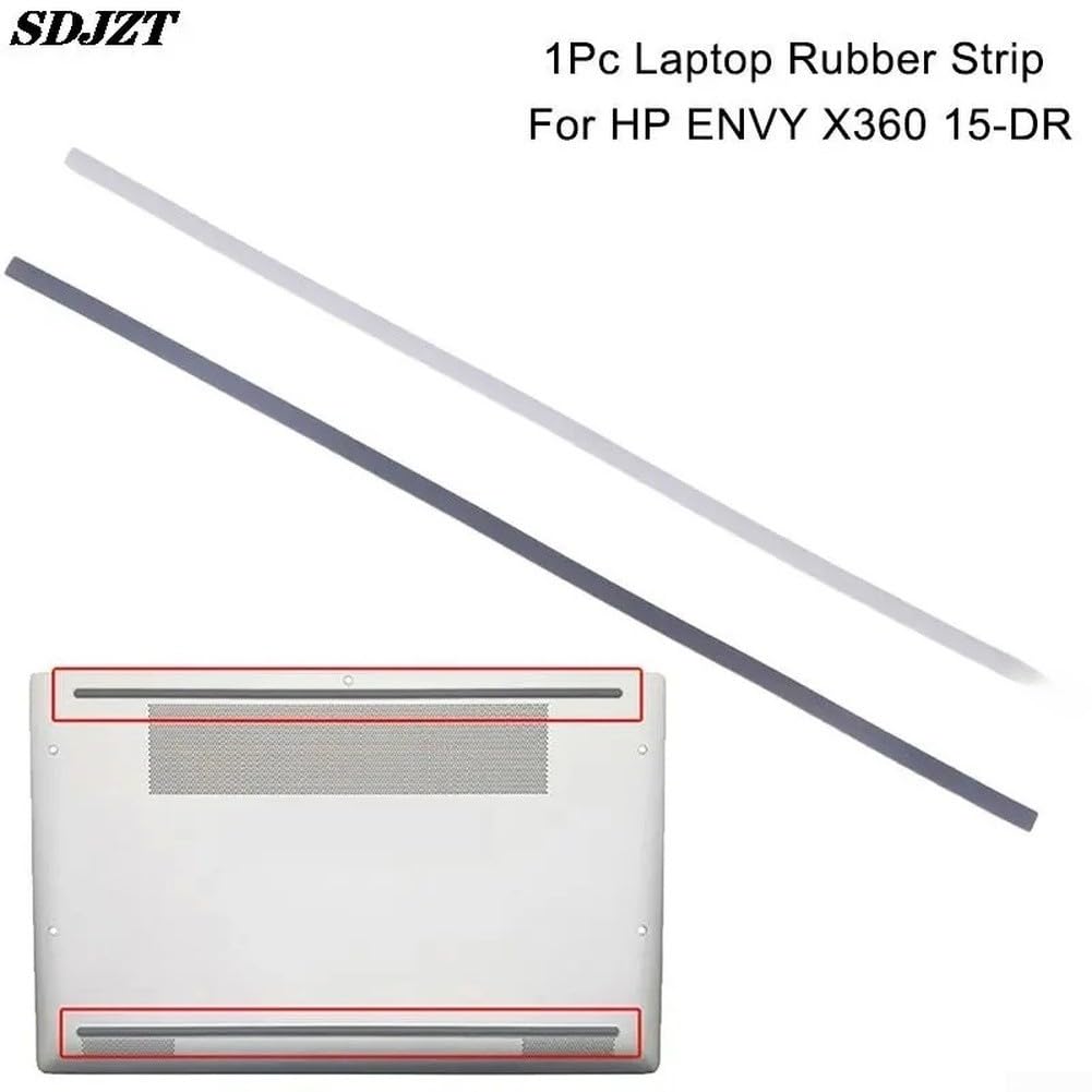 Piedini di ricambio in gomma per laptop HP ENVY X360 15-DR, striscia adesiva inferiore antiscivolo, 31,5 x 0,6 cm, nero e grigio, per stabilità e protezione (grigio)