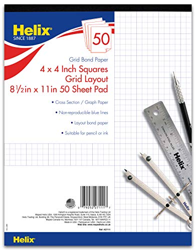 Helix Bond Pad, 4 x 4 Grid, 8.5 x 11 Inches, 50 Sheets (27111)
