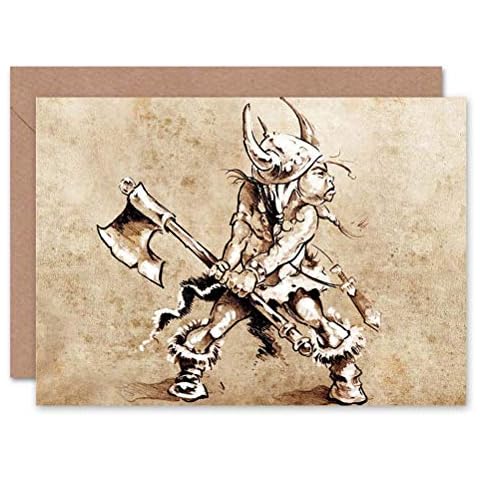 Wee Blue Coo Fantasy Dwarf Axe Birthday Card Cover