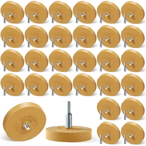 Image of 30 Pack Decal Remover Eraser Wheel Rubber Eraser Wheel for Drill Removes Car Stripes Vinyl Tapes and Graphics Rubber Eraser Wheel Tool Kit for Cars, RV, Motorcycles Sticker Remover Tool