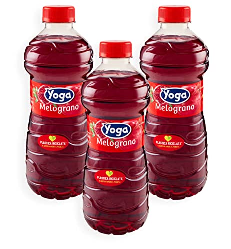 3X Yoga Melograno Succo di Frutta al Gusto di Melograno Ricco di Vitamine 1L [3 Bottiglie]