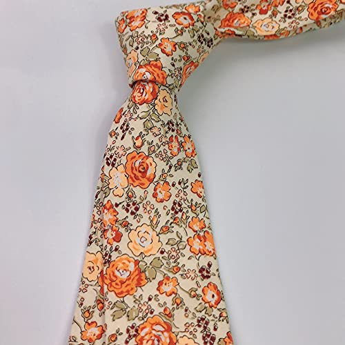 Image of Mantieqingway Men's Cotton Floral Neck Tie 2.56'' Printed Skinny Tie
