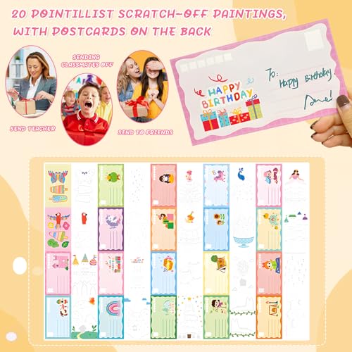 DIY Regenbogen Kratzkunst Set für Kinder,Kreatives Rainbow Scratch Painting,Regenbogen Kratzmalerei für Geburtstage, Weihnachten und Partys