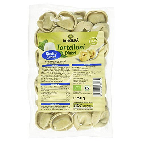 Alnatura Bio Dinkeltortelloni Ricotta-Spinat, 250g (Package may vary)
