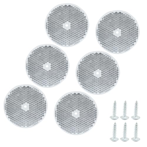 Image of 6 Pack White Round Reflector, Front Reflector with Mounting Screw, Safety Reflectors for Driveway, Trailer, Posts