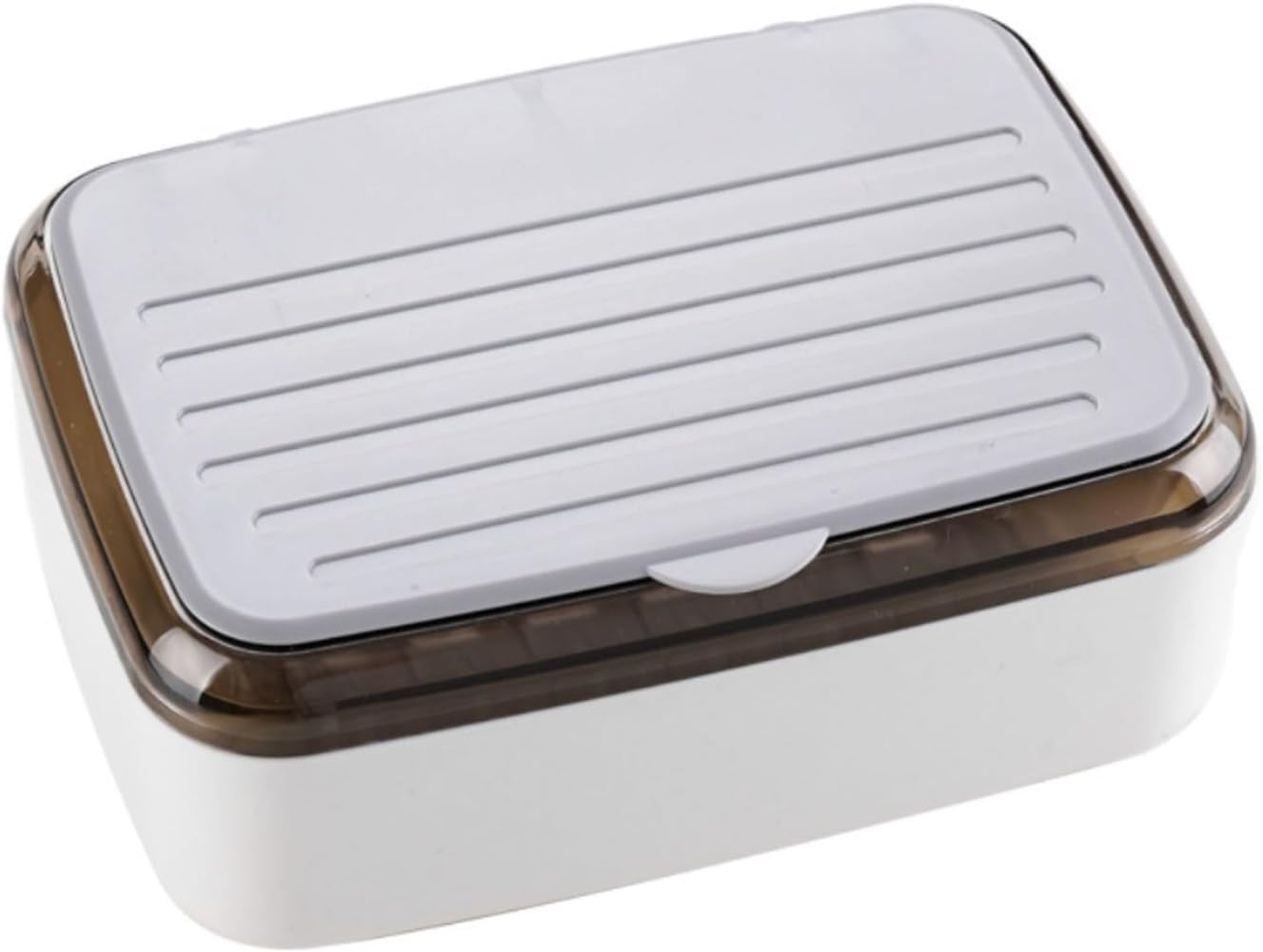 soap dish， Soap Dish PP Plastic With Cover Double Drain Multicolor For Bathroom Travel(Blanco,1pcs)