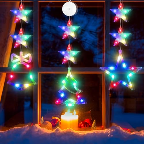 Lumière de Noël pour fenêtre en forme d'étoile multicolore