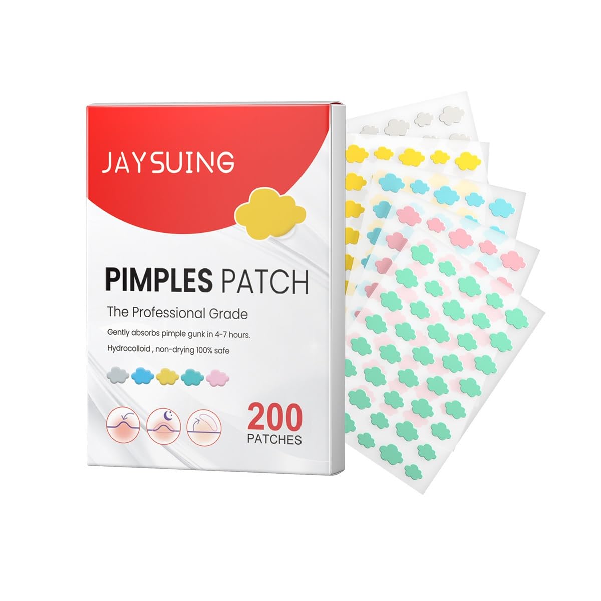 Patch Cosmetics - Hydrocolloid Acne Pimple Patch for Covering Zits and Blemishes in Face and Skin 200PCS Cloud