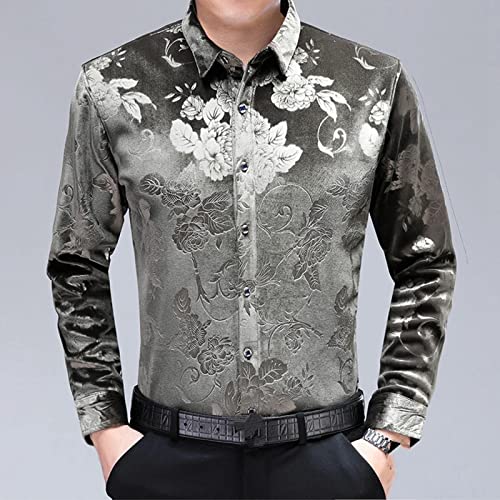 Chemises décontractées d'hiver pour hommes style chinois gris
