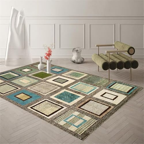Tapis enfant chambre 50x80cm vert bleu géométrique moderne - 2