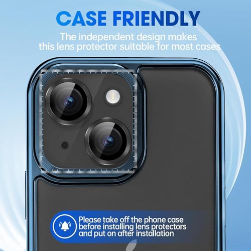 Image of Skinomi Camera Lens Protector Compatible with iPhone 15 plus [Anti-Scratch] Premium Tempered Glass Film Aluminum Alloy Lens Ring Cover, Black Titanium