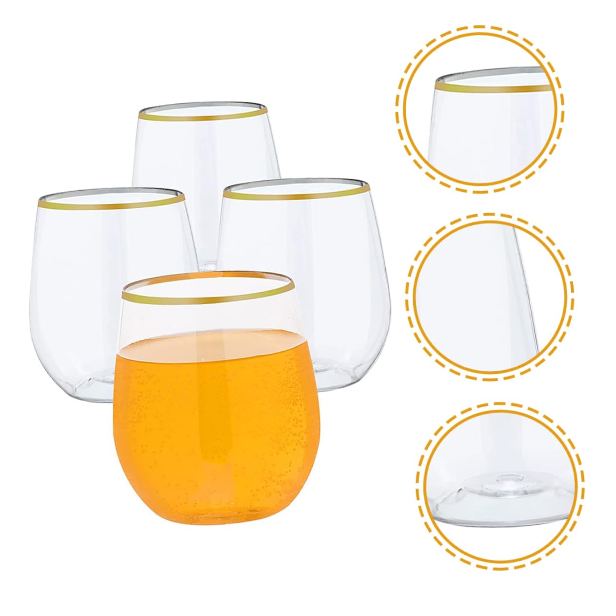 SHERCHPRY 3sets 4pcs Clear Disposable Wine Glasses Elegant Rim for Parties Home and Office Use for Whiskey Juice and More Comfortable Grip 4pcs*3