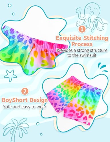 Image of TENVDA Girls Rash Guard Swimsuit Long Sleeve Bathing Suits with Shorts for 3-12 Years Old Kids