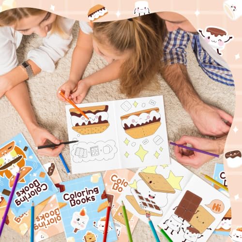 Image of Bulk Marshmallow Coloring Books, 48Pcs Mini Drawing Booklet for Kids | Campfire Camping Theme DIY Art Coloring Book with Marshmallow for Toddlers Birthday Party Goodie Bag Stuffer Classroom Crafts