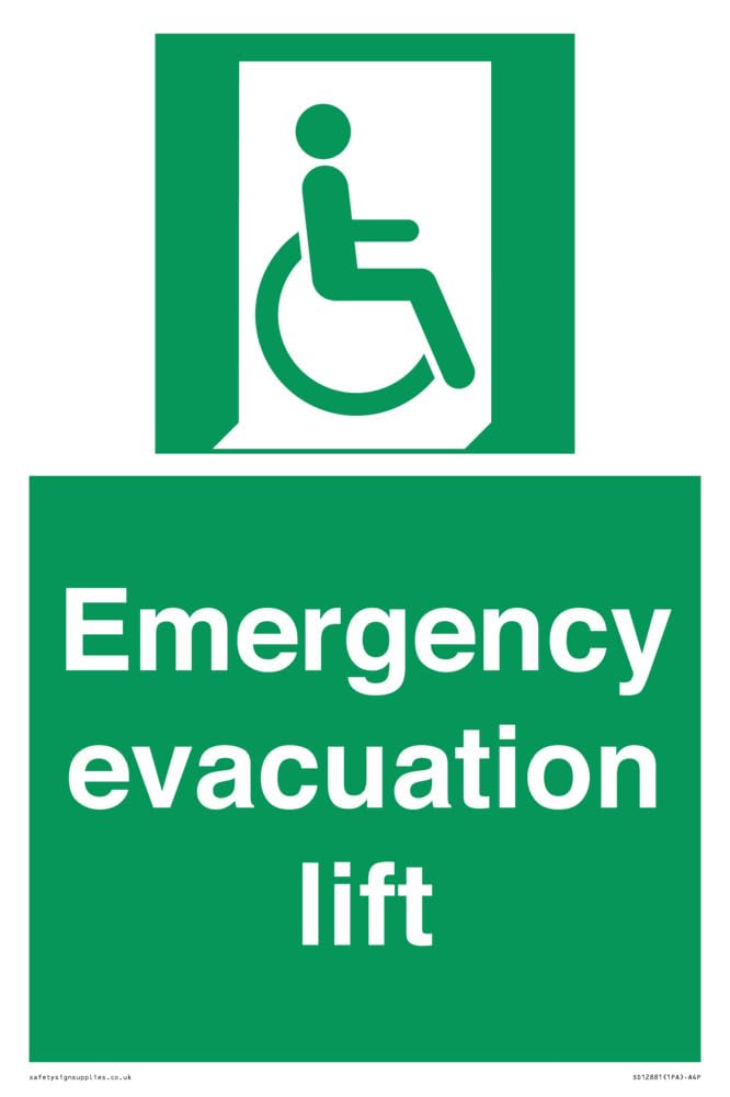 Emergency evacuation lift Sign - 200x300mm - A4P