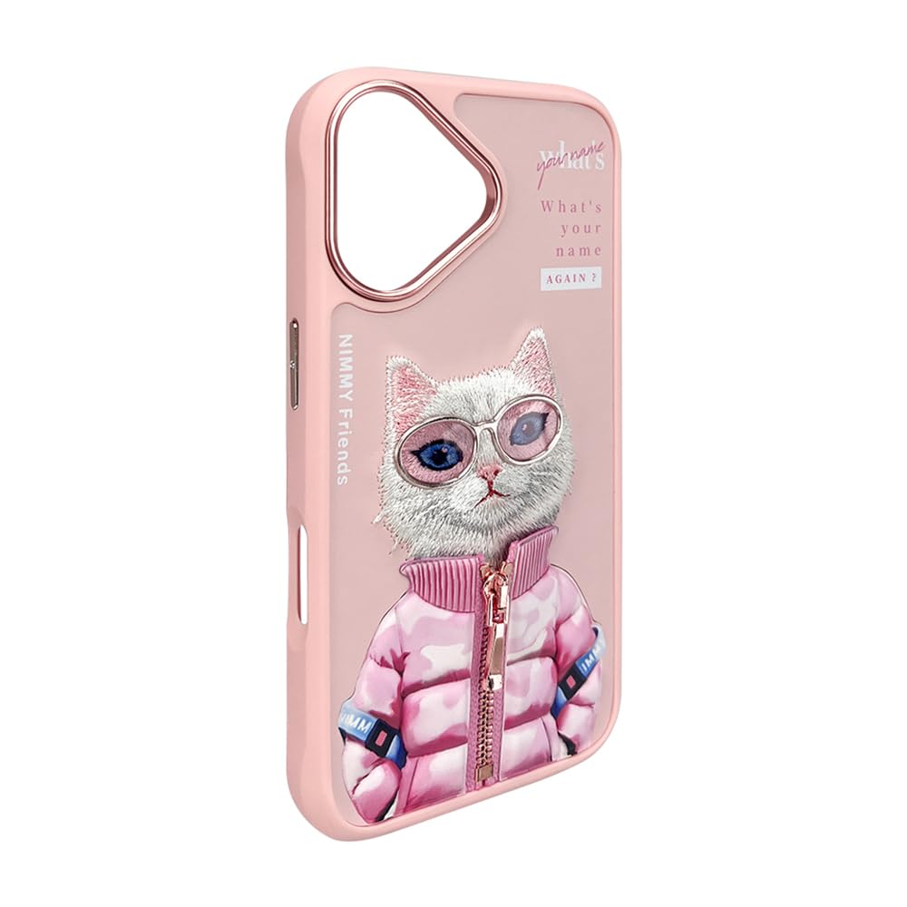 Nimmy COOL&Cute 2.0 Cat Coque compatible avec iPhone 16 Rose