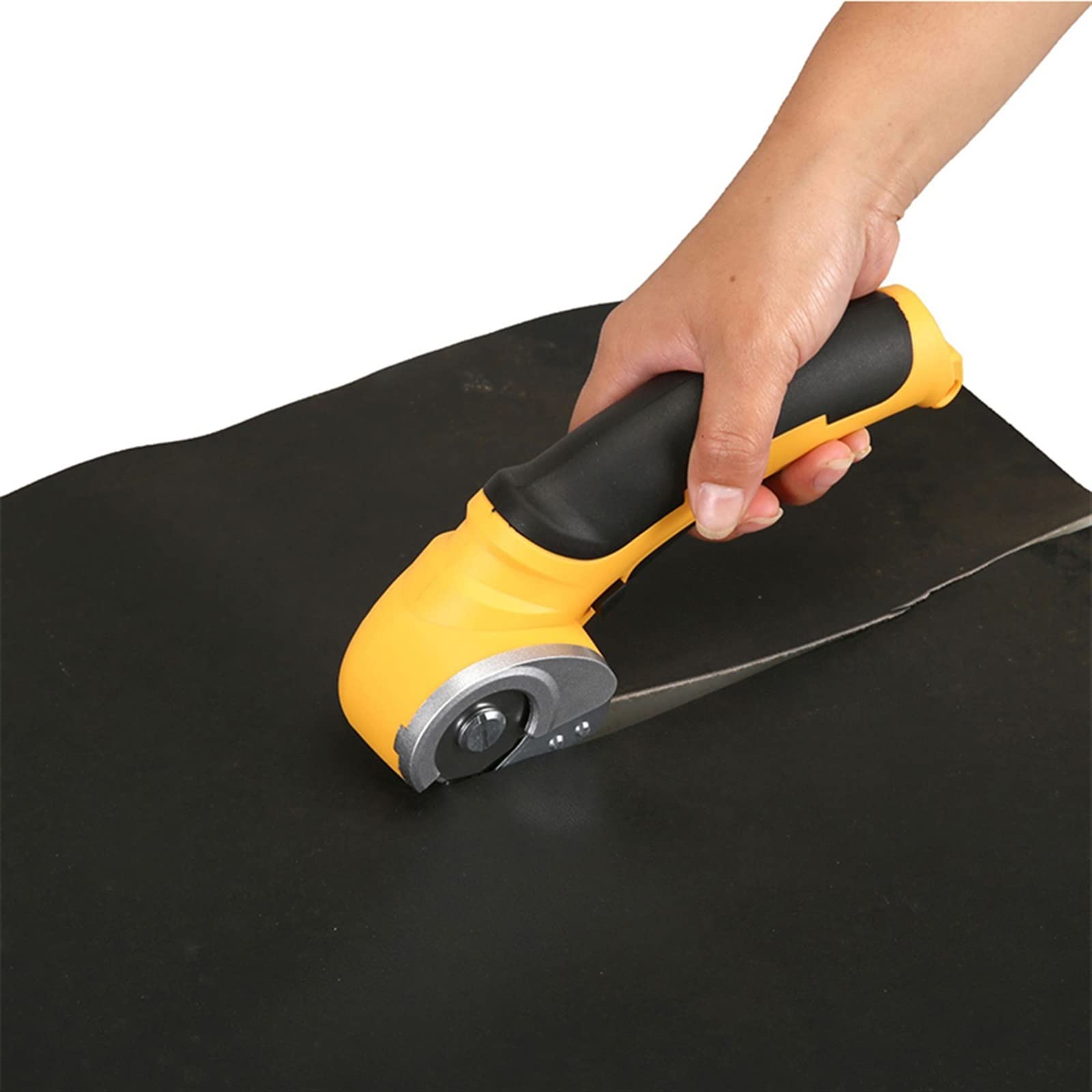 Tijeras eléctricas, Cortador eléctrico inalámbrico Recargable, cizalla for cartón, Cuero, Tela, álbum de Recortes, Alfombra, Corte rotativo para esquilar(Yellow.Set)