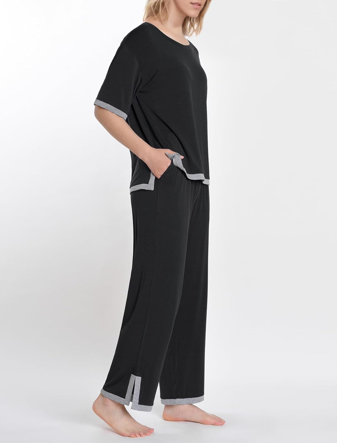 Latuza Women's Petite Pajama Lounge Sets Viscose Petite Length Half Sleeve Pjs - Image 2