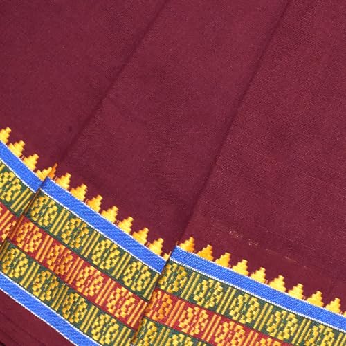 Image of TUNI MANI Men's Panchakacham Dhoti with Angavasthram with Zari Border, Cotton, Size: 9 X 5 (4.0mtr Dhoti, 2.25mtr Towel)