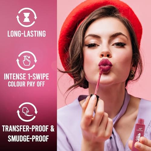 Image of Fashion Colour Sweet Bomb Lip Polish | Lip Gloss For Women | Upto 16 Hours | Matte Finish With Quick Dry Feature Gives you Vibrant Look | For Office / Party Girlies | Available in 19 Shades Choose Your's | (Lavender,4ml)