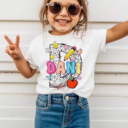 NAZENTI Custom Kids Name Back to School Shirt, First Day of School Kindergarten Shirt, Back to School Gift Tee for Boys Girls3