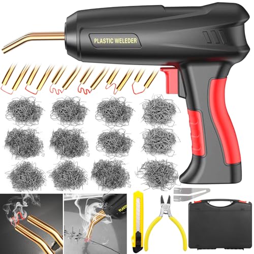ZPQAODI 200W Soudage plastique, 2 en 1 Kit Reparation Souder Plastique, Réparation de Pistolet de Soudeur, Pistolet a Colle avec 1000Pcs 6-Types Agrafeuse...