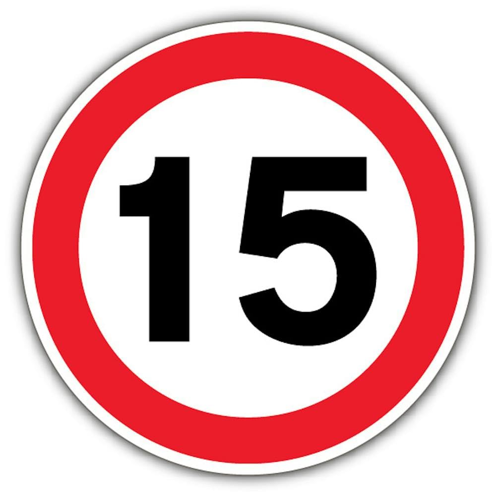 V Safety Photoluminescent 15 MPH Safety Sign - 80 x 80 mm - 3mm Aluminium Composite - Triple Glow