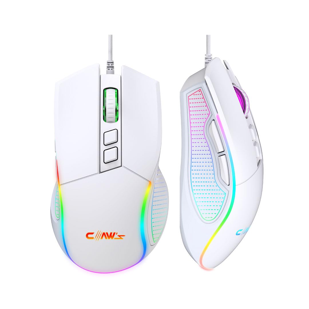 Claw's Crossfire V1 12800 Dpi Makro Yazılımlı Chromatic RGB Gaming Mouse - Beyaz