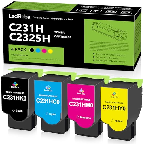 Image of LeciRoba C231HK0 C231HC0 C231HM0 C231HY0 4-Pack Toner Cartridge for Lexmark