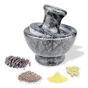 Luolao Black Marble Mortar and Pestle Set