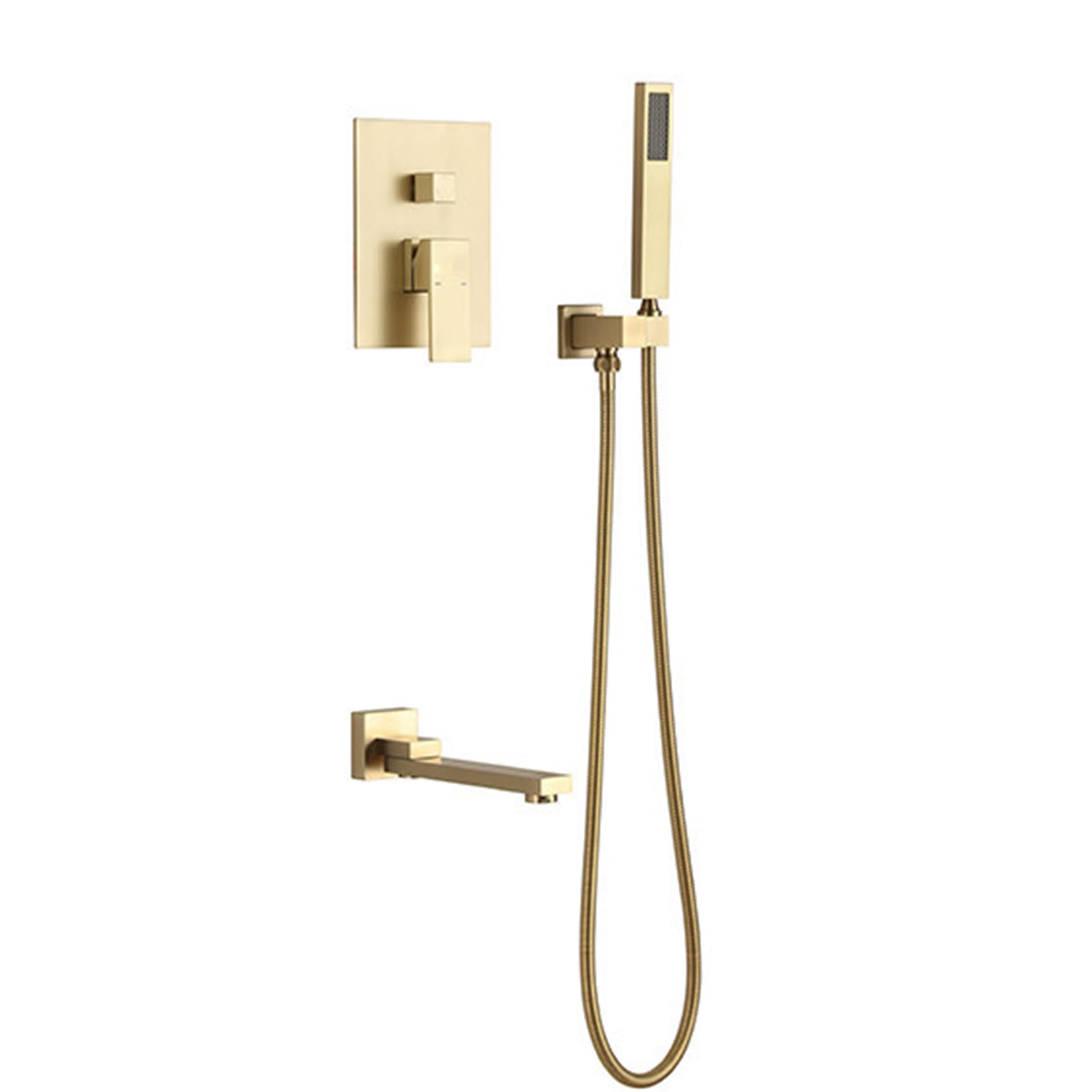 WOTZOV Concealed Shower Mixer Taps Wall Mounted 2 Functions Hot And Cold 180° Rotation Concealed Bath Mixer Tap Shower Mixer Tap Set For Bath Grey, Gray，Brushed Gold