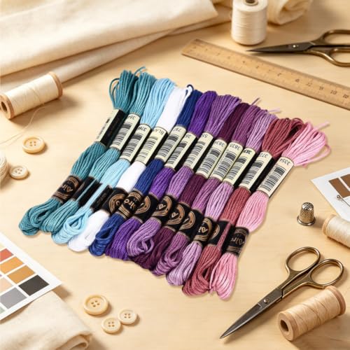 Image of 105 Yards Embroidery Floss Colored Thread for Hand Sewing DIY