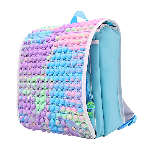 Dewadbow Pop Backpack It Pop School Bag for Girls Push Bubble Sensory Fidget Bag for Kids Stress Reilef and School Supplies Storage (# 09