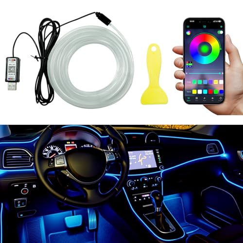 Qasim Car Led Interior Lights USB EL Wire Led Strip Light 5M/16FT Multi-Colour Decorative Mood Lighting for Car Dashboard Lights Strip