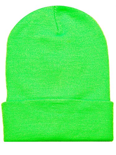 Cap911 Unisex Plain 12 inch Long Beanie - Many Colors (One Size, Neon Green)
