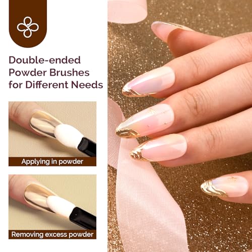 Image of MelodySusie Champagne Gold Chrome Nail Powder for Gel Nails,Metallic Mirror Effect Pigment Stylish and Technological Fine Glitter for Home DIY Salon Use