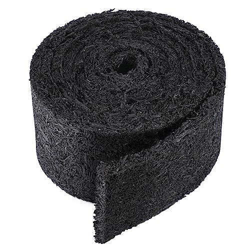 Adnee 140 x 5.5 Double Sided Rubber Mulch Roll Black Recycled Rubber Mulch Walkway Permanent Garden Edging Barrier Mat for Landscaping Plants Vegetables and Flowers