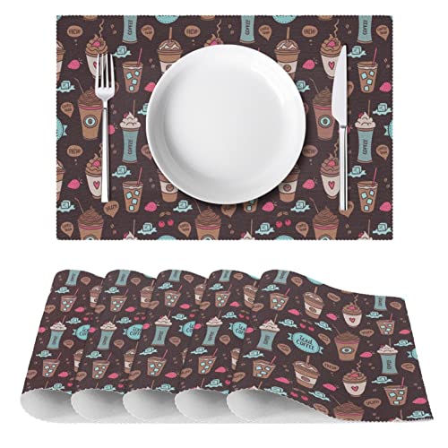 Set de table antidérapant et résistant à la chaleur motif café glacé