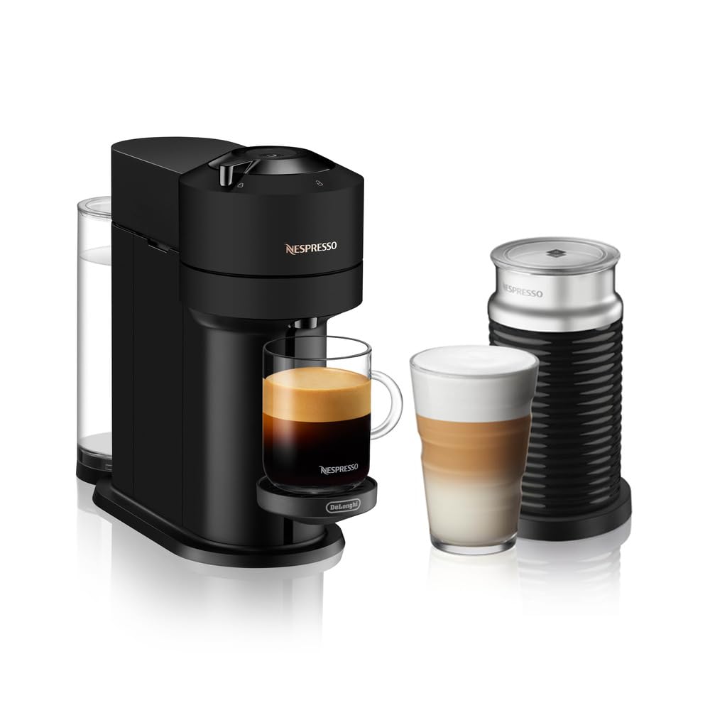 Nespresso Vertuo Next Single Serve Coffee and Espresso Machine by De'Longhi with Aeroccino Milk Frother, Matte Black
