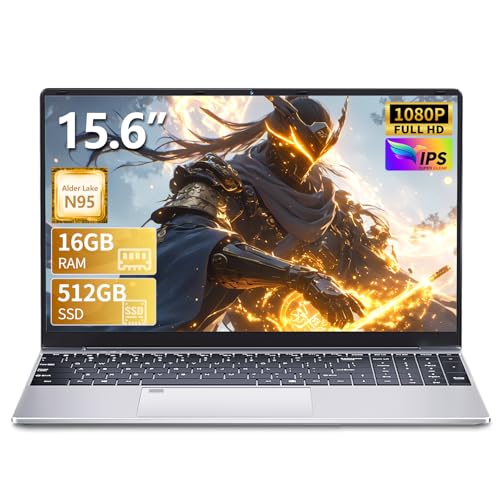 15,6' FHD Portatile PC CPU N95 16 GB DDR4 RAM 512 GB SSD, Sblocco Tramite Impronta Digitale,Tastiera Retroilluminata, Win 11 USB 3.0 HDMI WiFi E Design Ultraleggero Per Produttività E Creatività