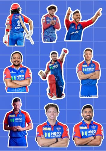 Image of Delhi Capitals Stickers - Pack of 25 | Waterproof Vinyl DC Cricket Fan Stickers for Laptop, Phone, Water Bottle, Bike, Car, Notebook | Self Adhesive Glossy Sticker Pack 2026